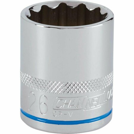 CHANNELLOCK 1/2 In. Drive 26 mm 12-Point Shallow Metric Socket 351040